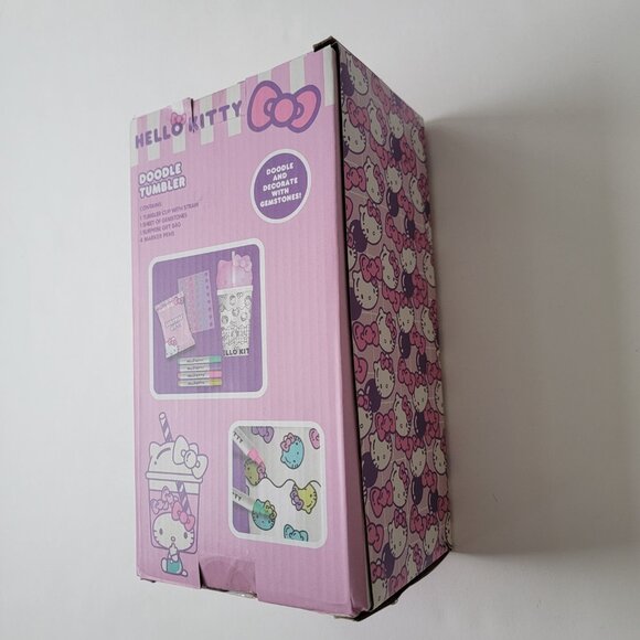 HELLO KITTY Doodle Tumbler with Straw and Surprise Gift Bag inside, Sanrio new - Picture 11 of 13
